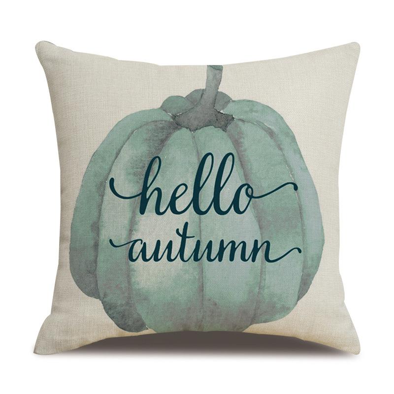 Thanksgiving Linen Pillowcase Autumn Pumpkin Print Pillow Cushion Cover