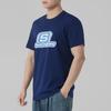 Skechers Pure Cotton Logo Printed Casual Nautical Short Sleeve T-Shirt Unisex Tops Medieval-Blue L224U130-007D