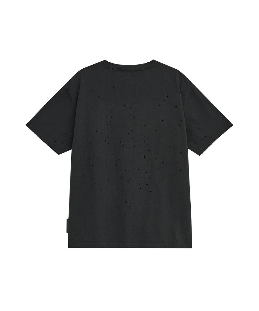Depeugameoncheu Grunge Text Damaged T-Shirts [Charcoal]