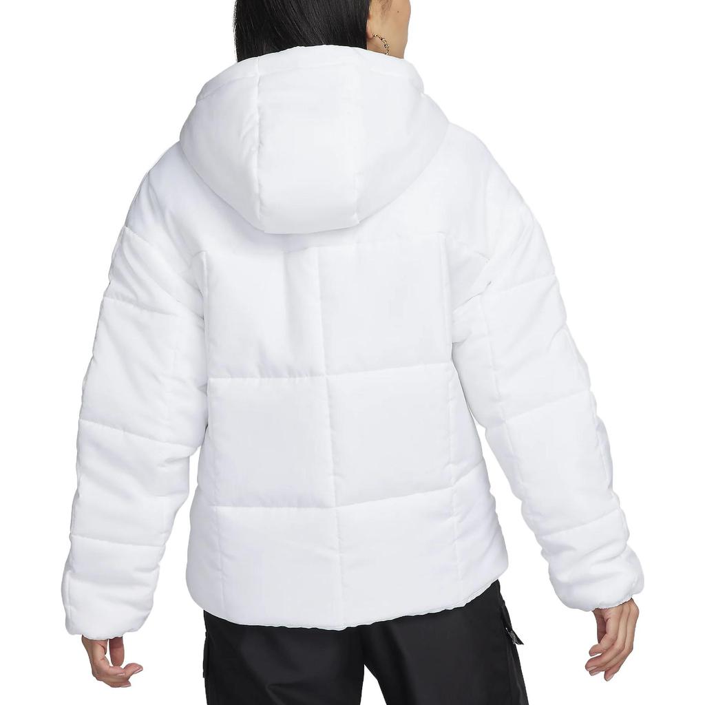 Nike Logo Print Solid Color Hooded Loose Jacket Women Outerwear White FB7673-100