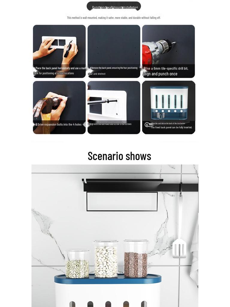 Moisture-Proof Insect-Proof Rice Storage Container with Partitioned Grains Organizer