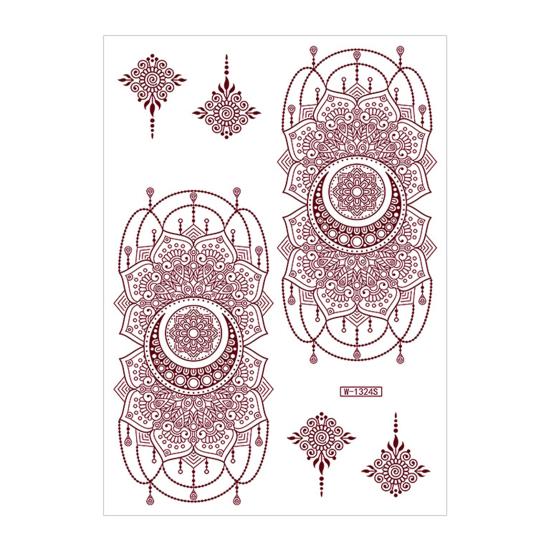 Red Henna Tattoo Kit Waterproof Henna Tattoos Stickers Temporary Tattoo Stickers for Women P