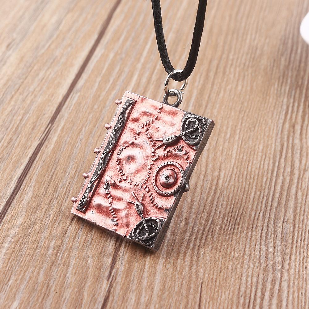 Movie Hocus Pocus 3D Spell Book Necklace Witches Sanderson Sisters Magic Book Double Sided Pendant Choker for Women Kid Gifts