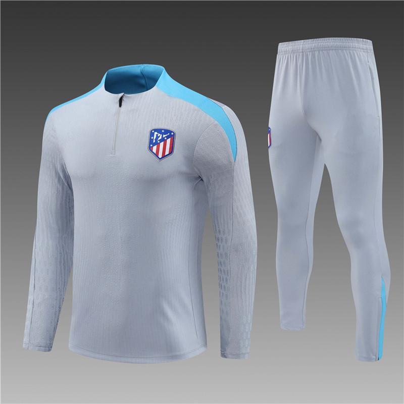 Atletico Madrid Football Suit, Long-Sleeved Half-Pull Warm-Up Before Autumn And Winter Games, Children'S Summer Short-Sleeved Training Suit