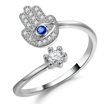 Stylish And Exquisite Personalized Jewelry, Devil'S Eye Blue Eye Palm Opening Ring
