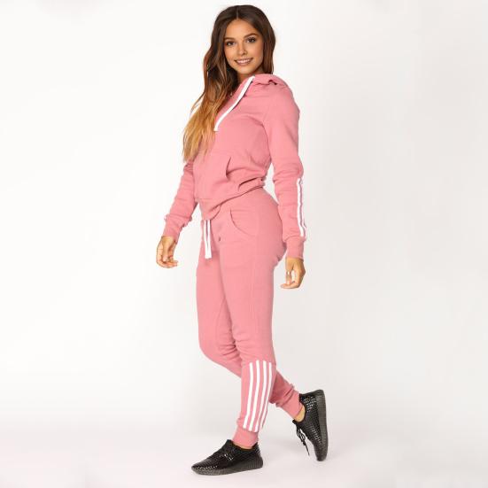 2 Pcs/Set Women Hoodie Pants Suit Hooded Long Sleeves Solid Color Zip-up Coat Elastic High Waist Ankle-banded Trousers Sport Fall Winter Tracksuit