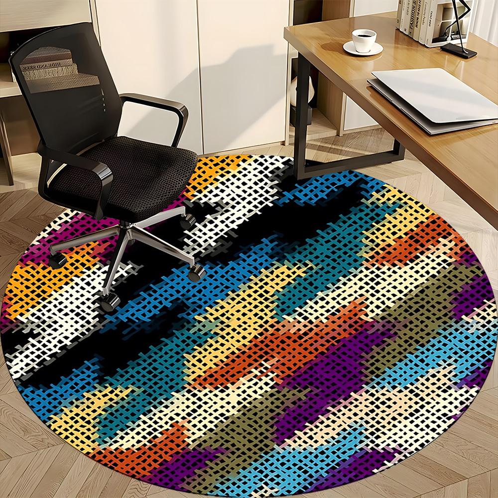 1PC Abstract Pattern Chair Carpet for Office Non-Slip, Lightweight, Machine Washable Rug for Office, Sleeping, Room - Holiday Decoryy251009090