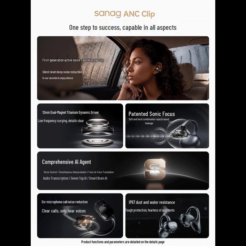 Saina ANC Ear-clip True Wireless Bluetooth Headset