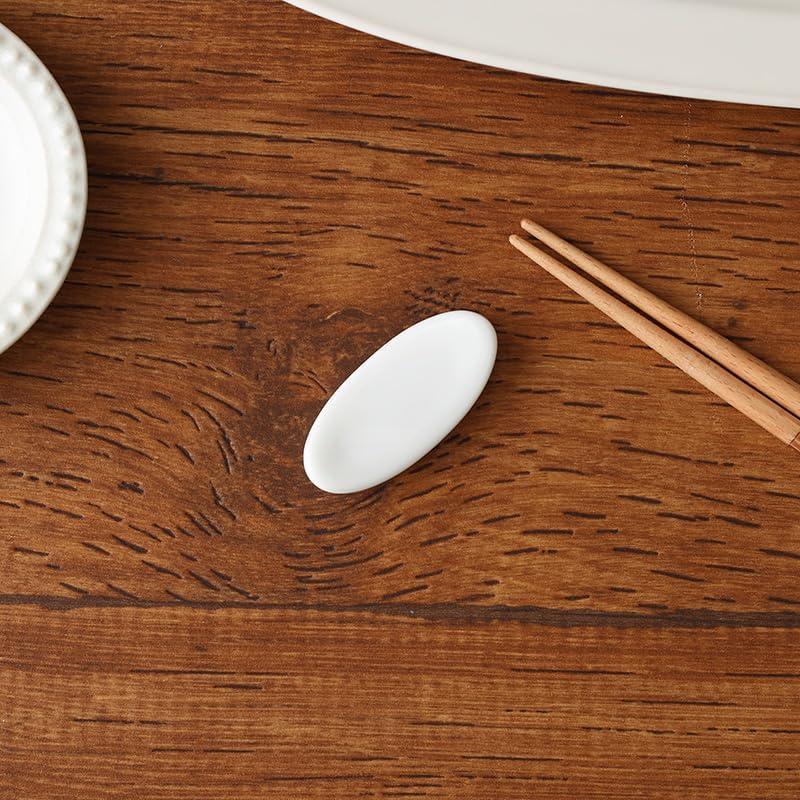 EAST Table Chopstick Rest, White, 5cm Oval, Made in Japan, Dishwasher Safe, Porcelain, Glossy