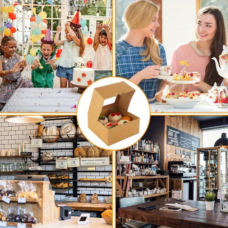 24 Stück/Packung, Cupcake-Box, die 4 Standard-Cupcakes aufnehmen kann, brauner Cupcake-Behälter mit Fenster und Einsatz, lebensmittelechtes Cupcake-Gestell