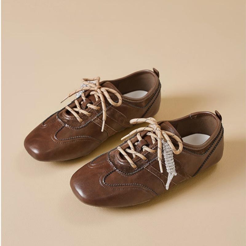 

Yueyu retro-style soft-soled Forrest Gump shoes 2025 autumn new versatile lace-up German training shoes women s casual sports shoes 40 коричневый