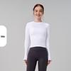 Autumn/Winter Versatile Round Neck Base Layer Sport Top - High Elasticity, Breathable Yoga Fitness Long Sleeve