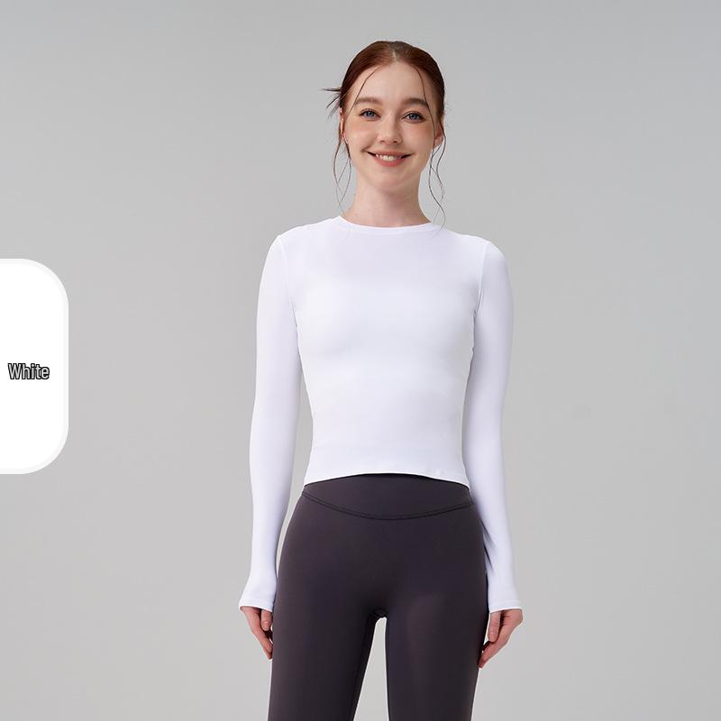 Autumn/Winter Versatile Round Neck Base Layer Sport Top - High Elasticity, Breathable Yoga Fitness Long Sleeve