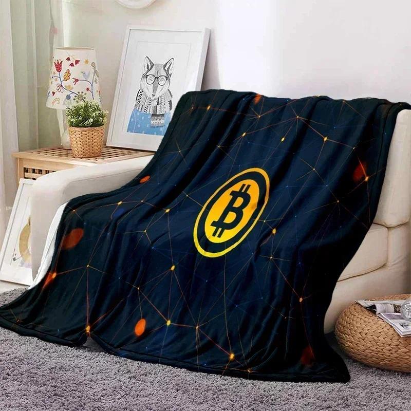 Bitcoin Soft Throw Blanket Game Blanket Bed Throw Blanket Warm Cartoon Printed Bedspread Bed Couch Sofa Birthday Gifts for Boys