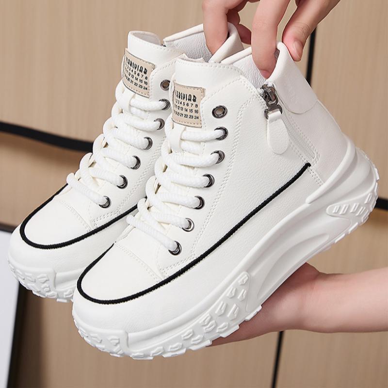 Dad Shoes Are Fashionable and Versatile, Mid-tube Shoes, Casual Thick-soled Sports Shoes, White Shoes, Soft Soles and Comfortable Single Shoes