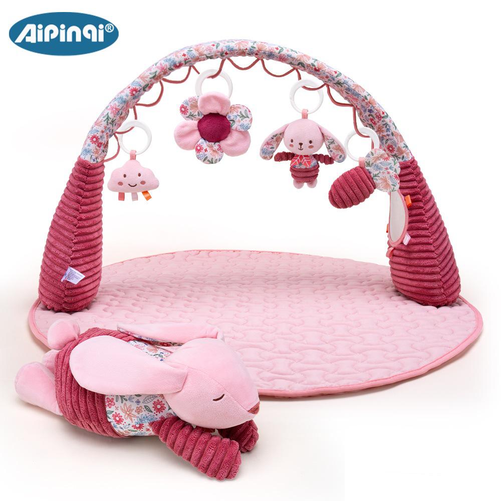 Aipinqi Pink Baby Gym Play Mat & Toys for Newborns