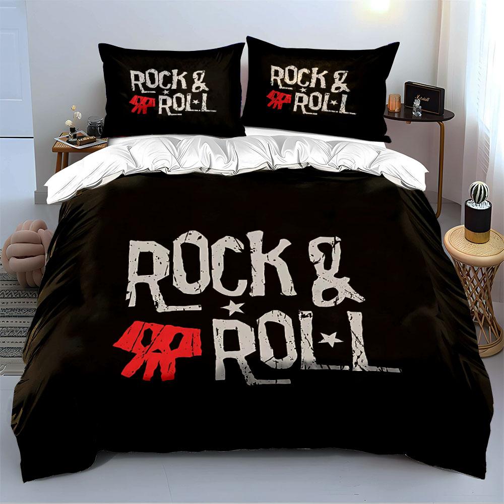 Rock & Roll Skull Design Bedding Duvet Cover Set Duvet Cover Pillowcases (1*Duvet Cover 2*Pillowcases, Without Duvet Insert)