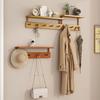 Double-layer Bamboo Wooden Coat Racks Bedroom Clothes Creative Hooks Wall Mounted Goods Sundries Shelves Closet Storage Hangers