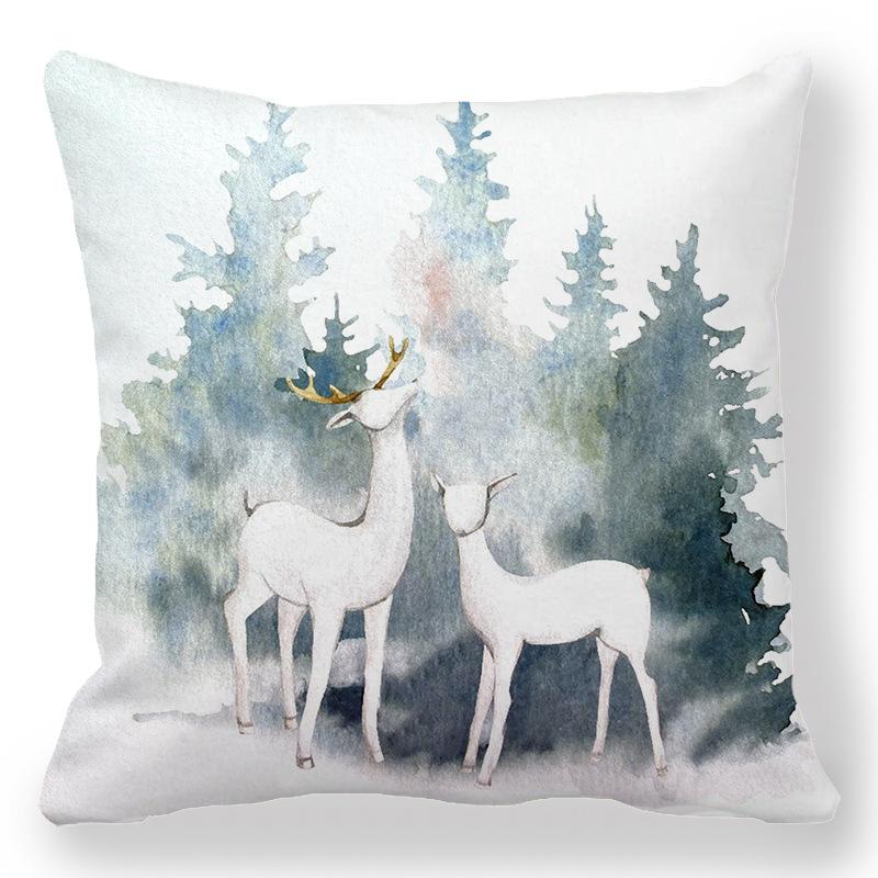 Creative Oil Painting Deer Horn Series Digital printing short plush pillow covers for car sofa office cushion cover home goods