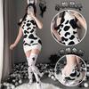 Sexy Lingerie Cow Sweater Flirting Hip Halter Suspender Turtleneck Sweater Knitted Suit Sexy Pajamas