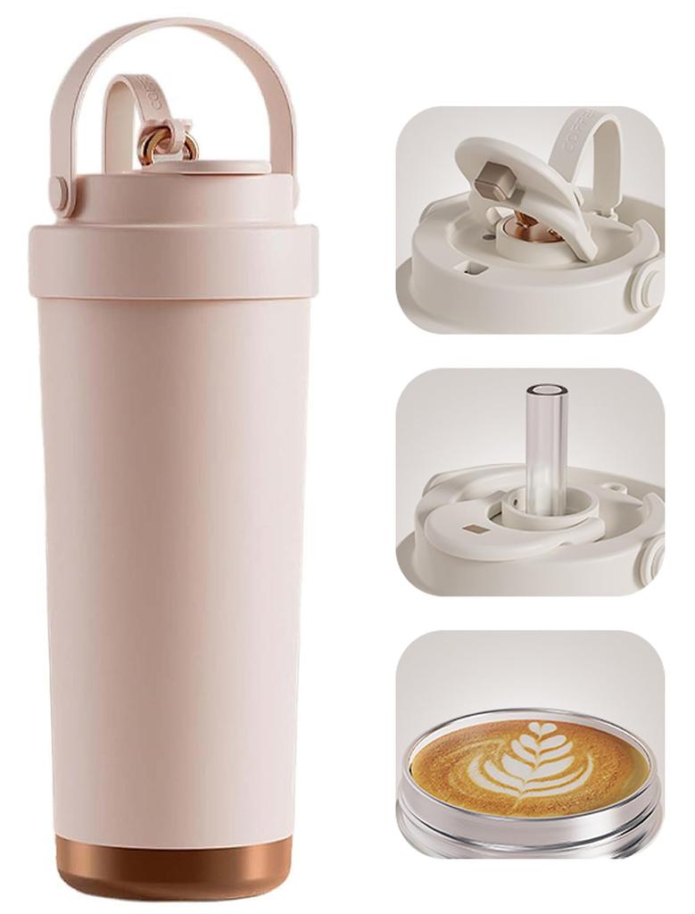 Tumbler with ceramic large capacity drinking vacuum keeps drinks hot or can be carried in the stylish water suitable for and soy milk straw, coating,