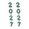 Zircon 2027 Digital Earrings Shiny Christmas Stud Earrings Elegant Happy New Year Earrings  Daily