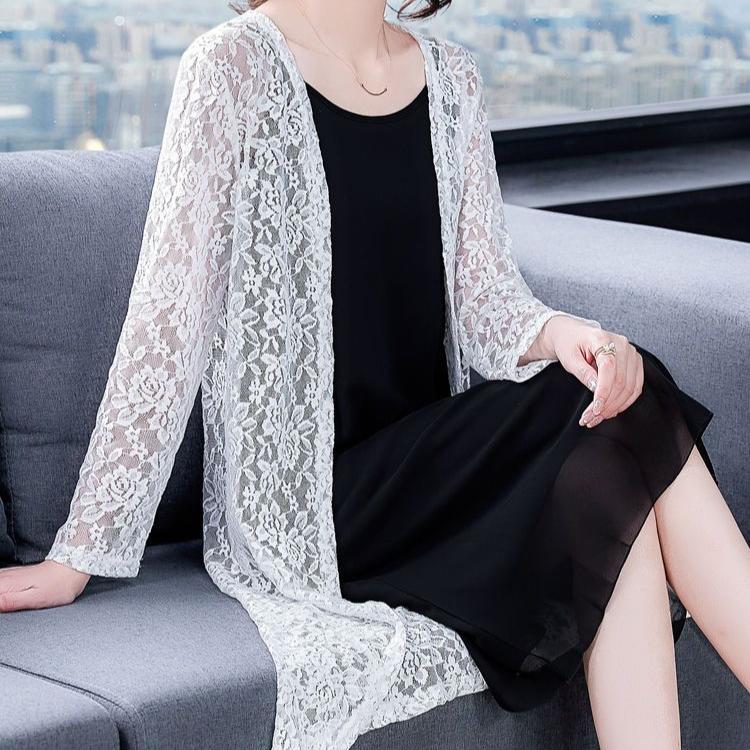 Versatile Temperament for Spring and Summer Slim Sun Protection Lace Cardigan Long Sleeved Sun Protection Clothes Women's Thin and Long Styles