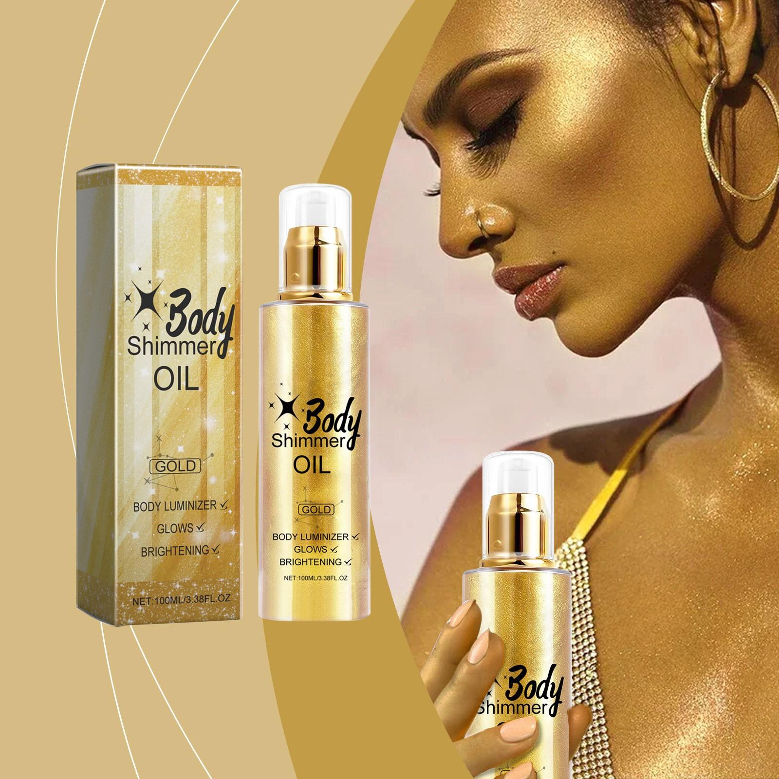 

Масло для тела с блестками, натуральное увлажняющее масло для сияния тела, гладкая текстура для лица и тела, 100 мл, легкое масло с блестками для тела, долговечное быстросохнущее масло, 100 мл One Size