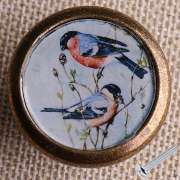 

Ретро круглая ручка с принтом птицы, дверной ящик, выдвижной ящик, узор 3