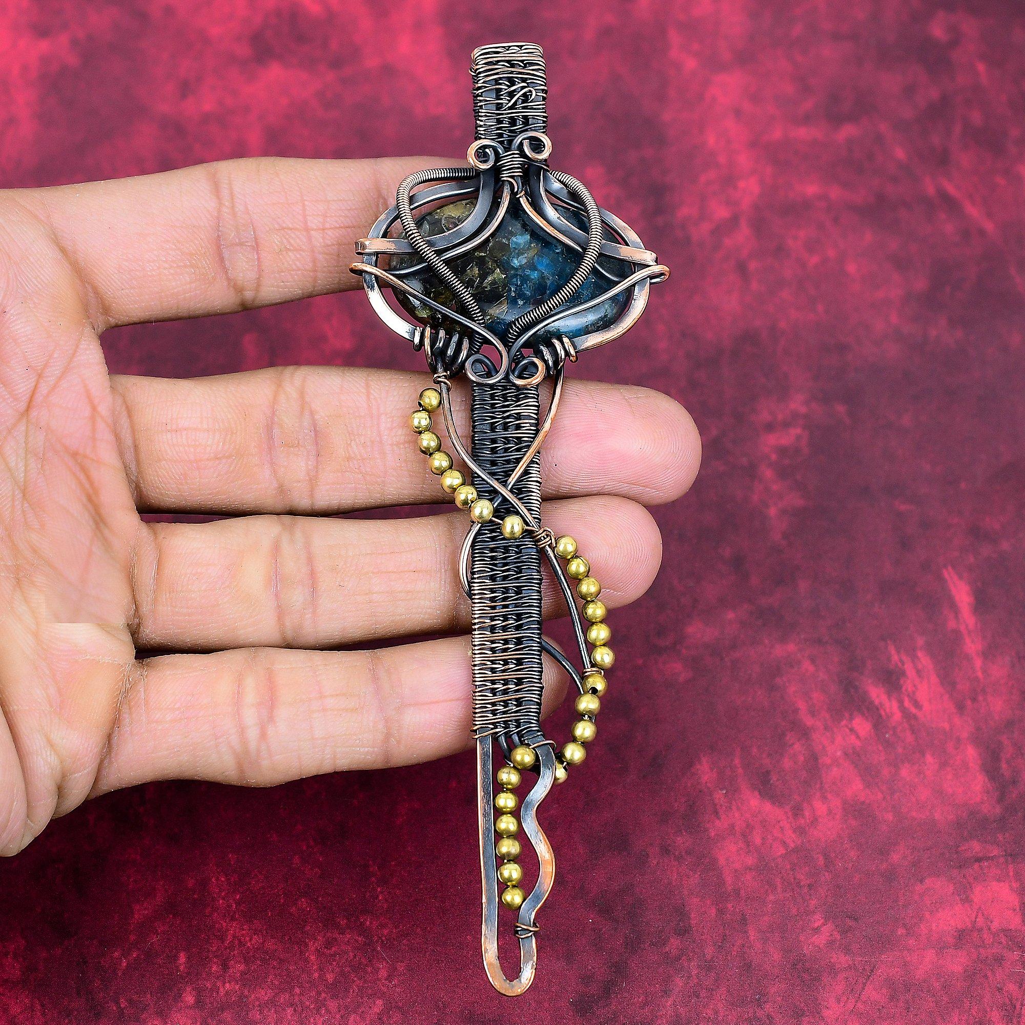 Copper watermelon tourmaline pendant copper wire wrapped pendant gemstone key pendant unique copper jewelry gifts for her handmade pendant