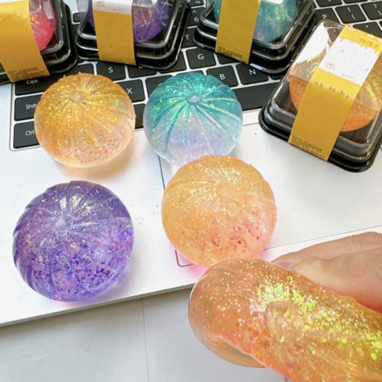 Clear Steamed Bun Toy with Glitter Stress Relief Slow Rising Simulated Bun Sensory Toy Relaxation Soft Stress Ball Bun Squeeze Fidget Toy