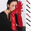 Long Gloves Solid Color Mittens Elastic Pu Leather Gloves Party