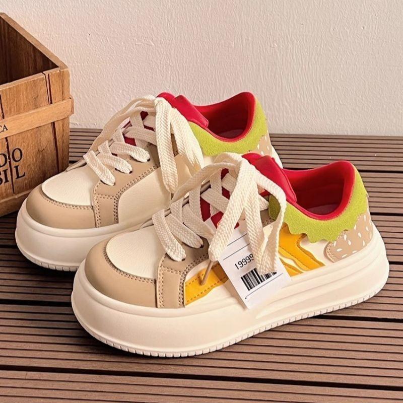 Fashion New Color-blocked Fashionable Comfortable Breathable Thick-soled Slim-fitting Cute Temperamental Casual Women's Sneakers