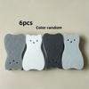 6PCS Cat-Shaped Sponge Scrubbers, Thickened PVA Cleaning Pads, Double-Sided Dish and Pot Cleaner Kitchen and Wall Cleaning Tools