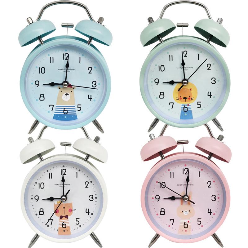 4" Silent Metal Alarm Clock with Light & Customizable Logo for Kids/Students