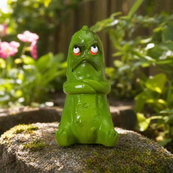 Funny Pickle Sculpture, Quirky Cucumber Statue, Cute Resin Pickle Emotional Support Ornament for Home, Living Room, Bedroom, Office Desk Decor