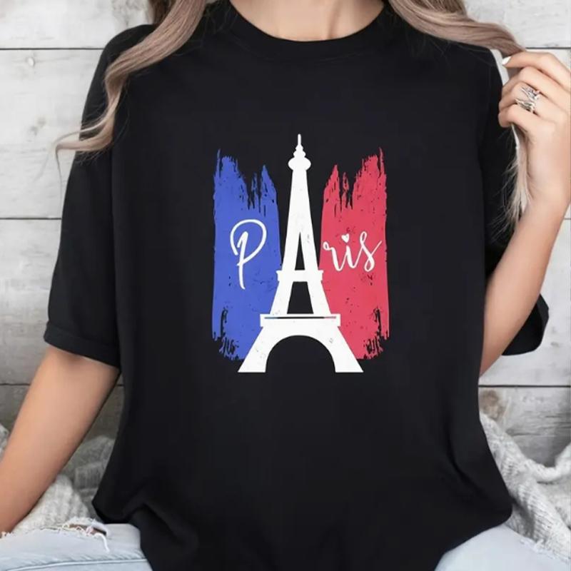 Módní dámské tričko s potiskem Silhouette Flat Iron Tower Tisk Vtipné ležérní tričko s krátkým rukávem a výstřihem do O-neck Letní dámské tričko