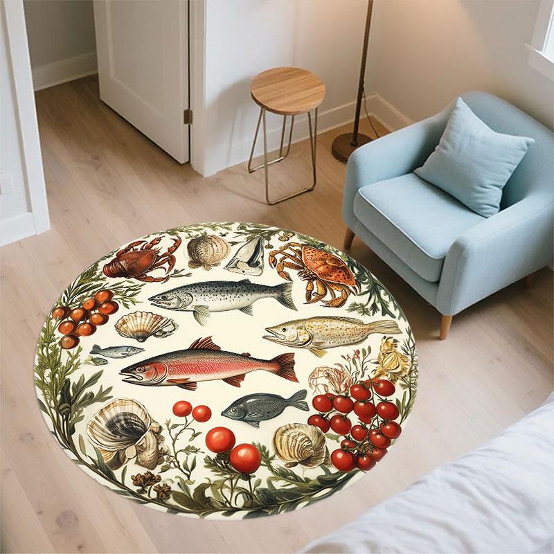 Ocean World Pattern Round rug,Carpet Rug for Living Room Bedroom Playroom ,Non-slip Floor Mat,Holiday Gifts and Birthday Gifts.