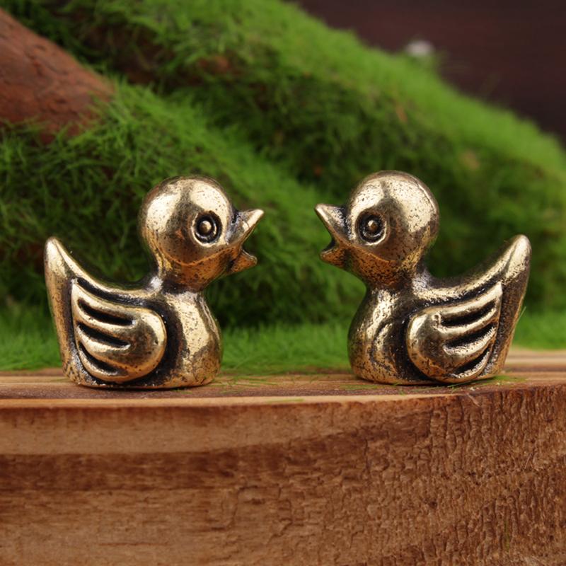 Deux Figurines de Canard en Laiton, Service à Thé Fait Main, Décorations de Table Basse sur le Thème des Animaux de Compagnie, Ornements de Bureau et Cadeaux Mignons de Canard