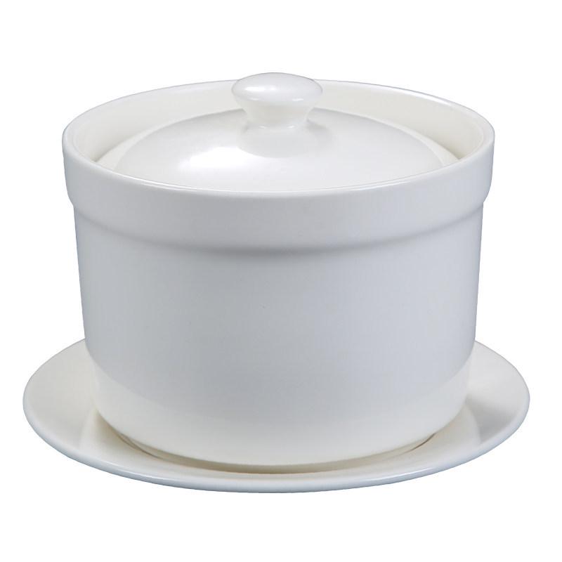 Pure White Ceramic Stew Pot with Lid: Versatile Double Boiler for Soup, Eggs, Bird's Nest, and Tonics