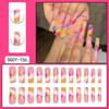 French Style Gradient Press-On Nails With Crushed Glitter Rhinestones Long Wearable Artificial Nail Tips