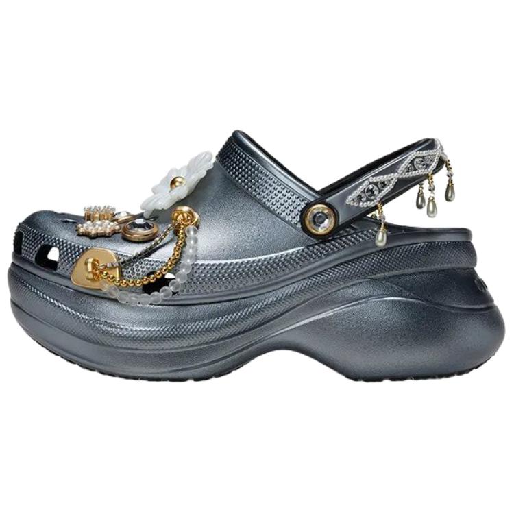 Crocs Classic Crush Pearlized Clog Metallic Grey Women s 211519-001 36-37