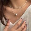 Double Layer Cat Eye Bead Necklace Fashion Minimalist Clavicle Chain Men Women