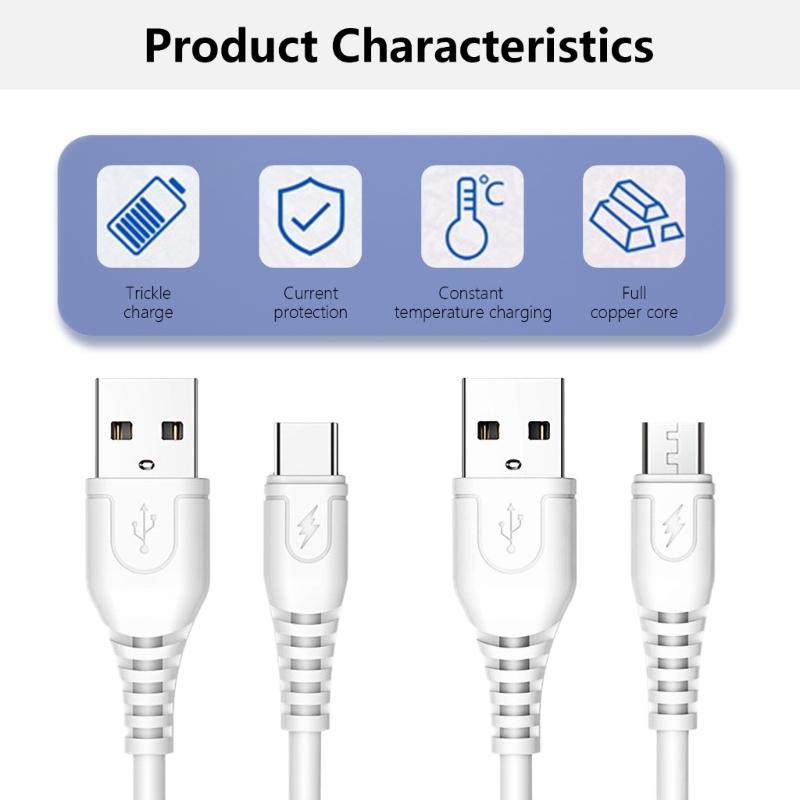 USB2.0 Charging Cable Quick Charging Data Cord Male 2A USB to USB 5Pin/Type C Connector Wire Line for Phones Tablets