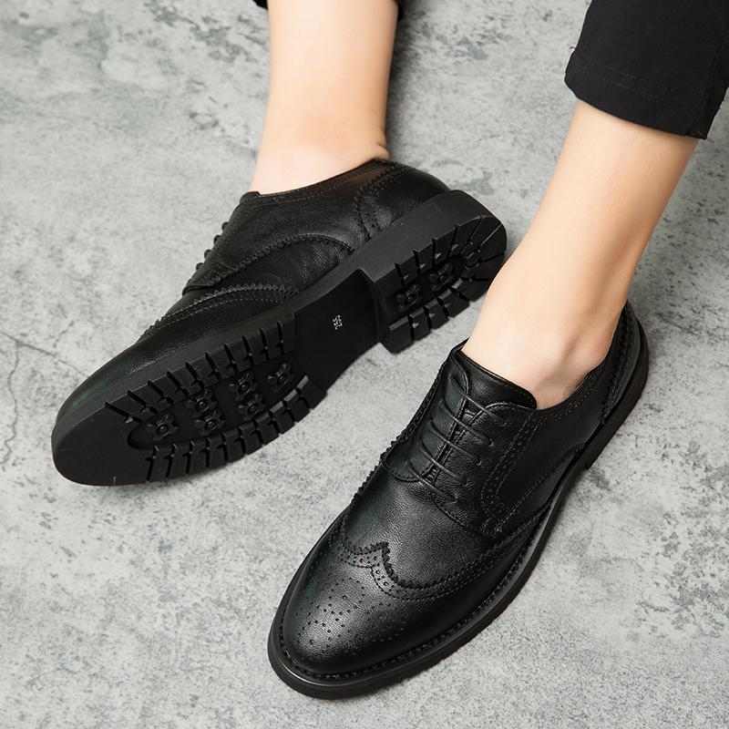 Dress Leather Shoes Mens Business Office Work Brogues High Quality Comfortable Formal Wedding Shoe Lace Up Black Men Shoes