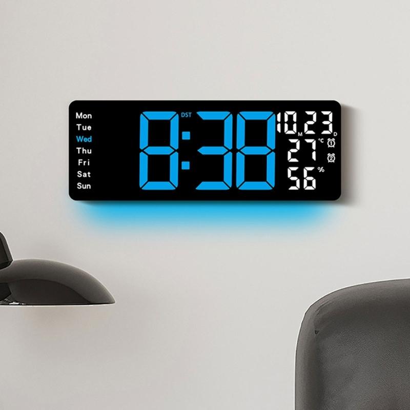 17.3Inch LED Digital Clock with Auto Brightness Adjustment and Time Management Alarm Temperature Date Week Display