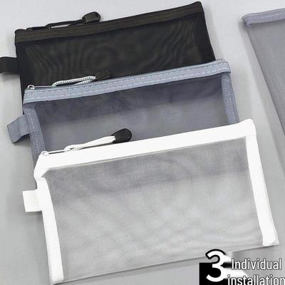 Trousse à crayons transparente de grande capacité pour étudiants - Sac à papeterie en maille