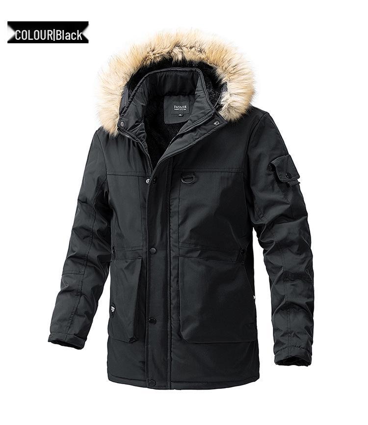 Men's Winter Korean Style Mid-Length Thickened Cotton Jacket