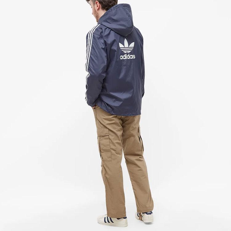 Adidas Originals Trefoil Logo Hooded Jacket Men Outerwear Blue HB9491