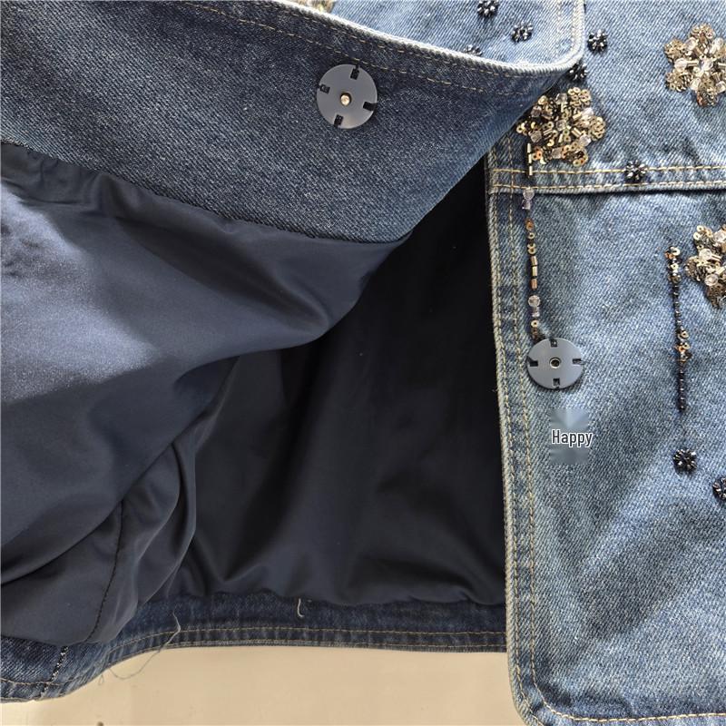 Autumn 2025 European Beaded Denim Jacket: Versatile, Casual, Loose-Fit